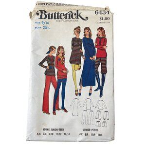 Butterick 6434 Vintage Sewing Pattern Size 9/10 Dress Tunic Pant Knickers Shorts